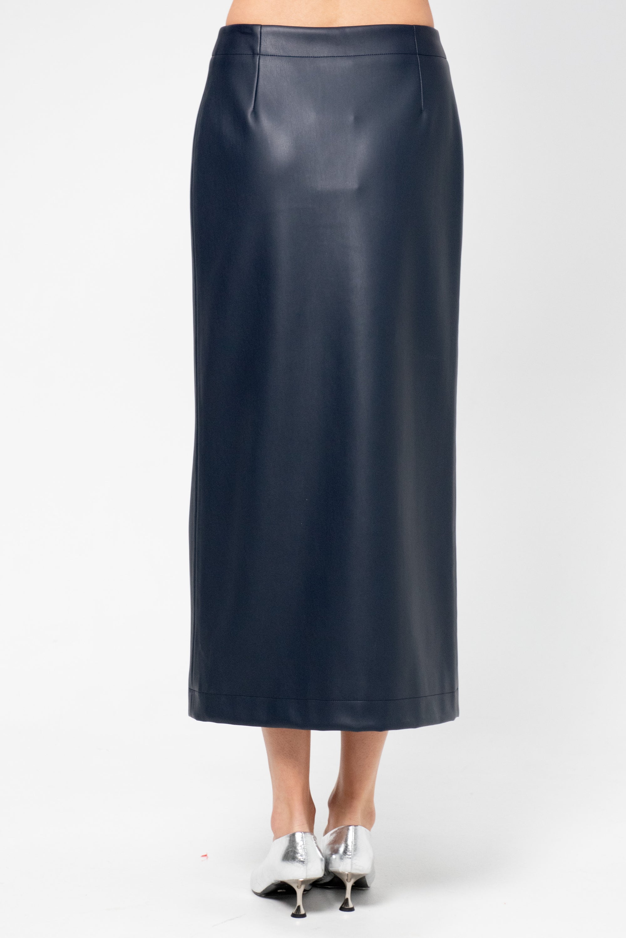 Snap-Button Skirt, Navy Blue