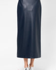 Snap-Button Skirt, Navy Blue
