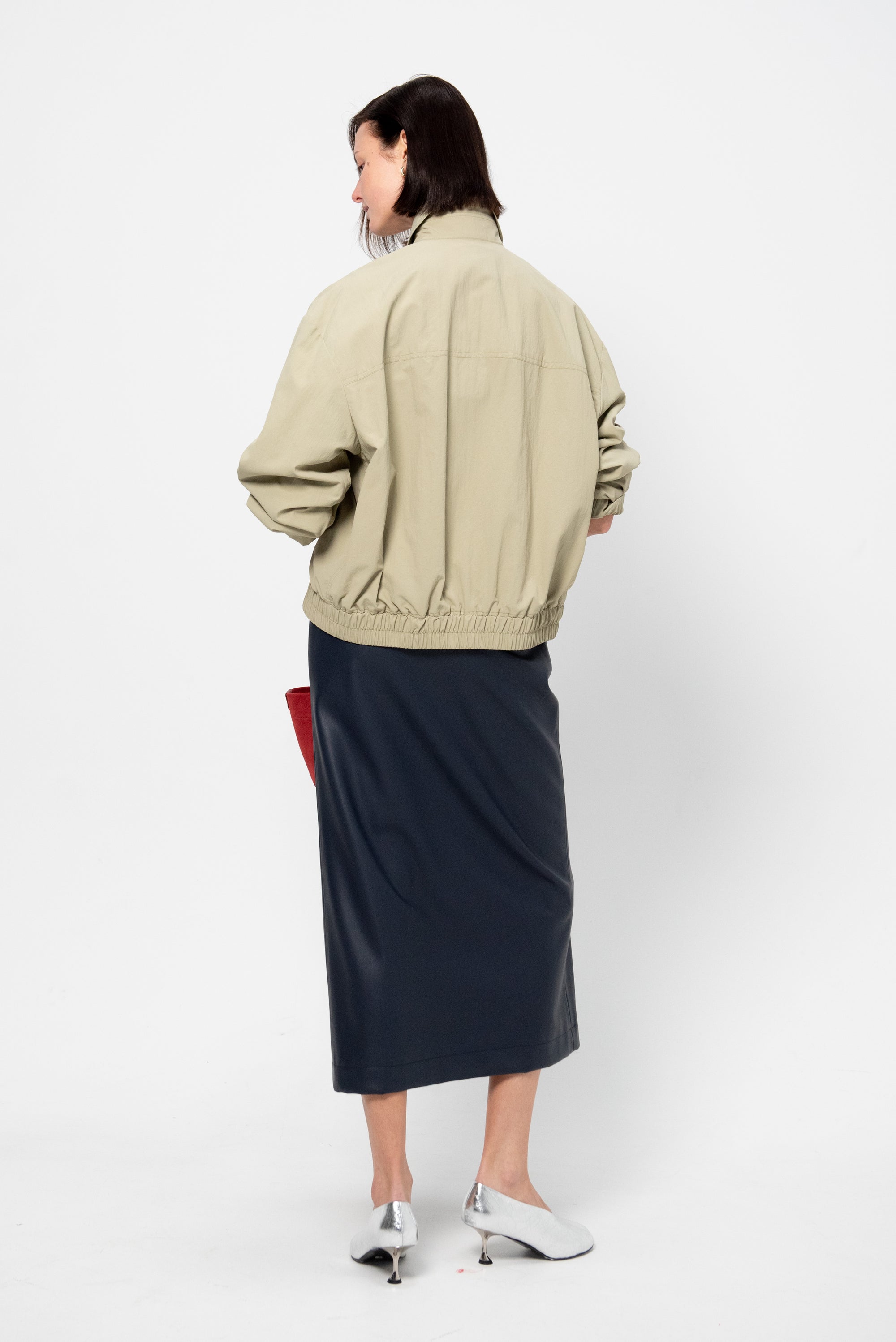 Snap-Button Skirt, Navy Blue