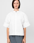 Concealed Button Placket Shirt, White