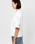 Concealed Button Placket Shirt, White