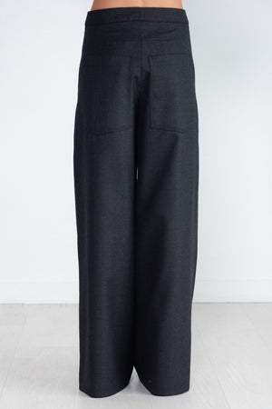 Gauchere - Wide Leg Trouser, Anthracite Stripe