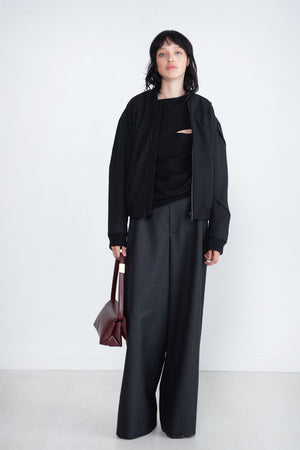 Gauchere - Wide Leg Trouser, Anthracite Stripe