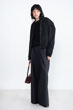 Gauchere - Wide Leg Trouser, Anthracite Stripe