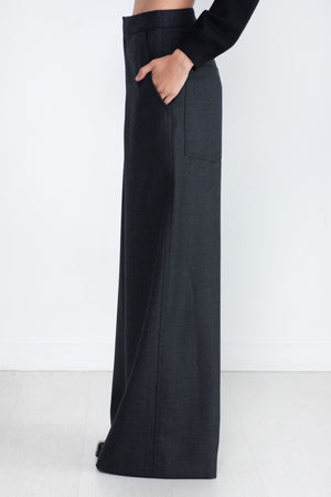 Gauchere - Wide Leg Trouser, Anthracite Stripe