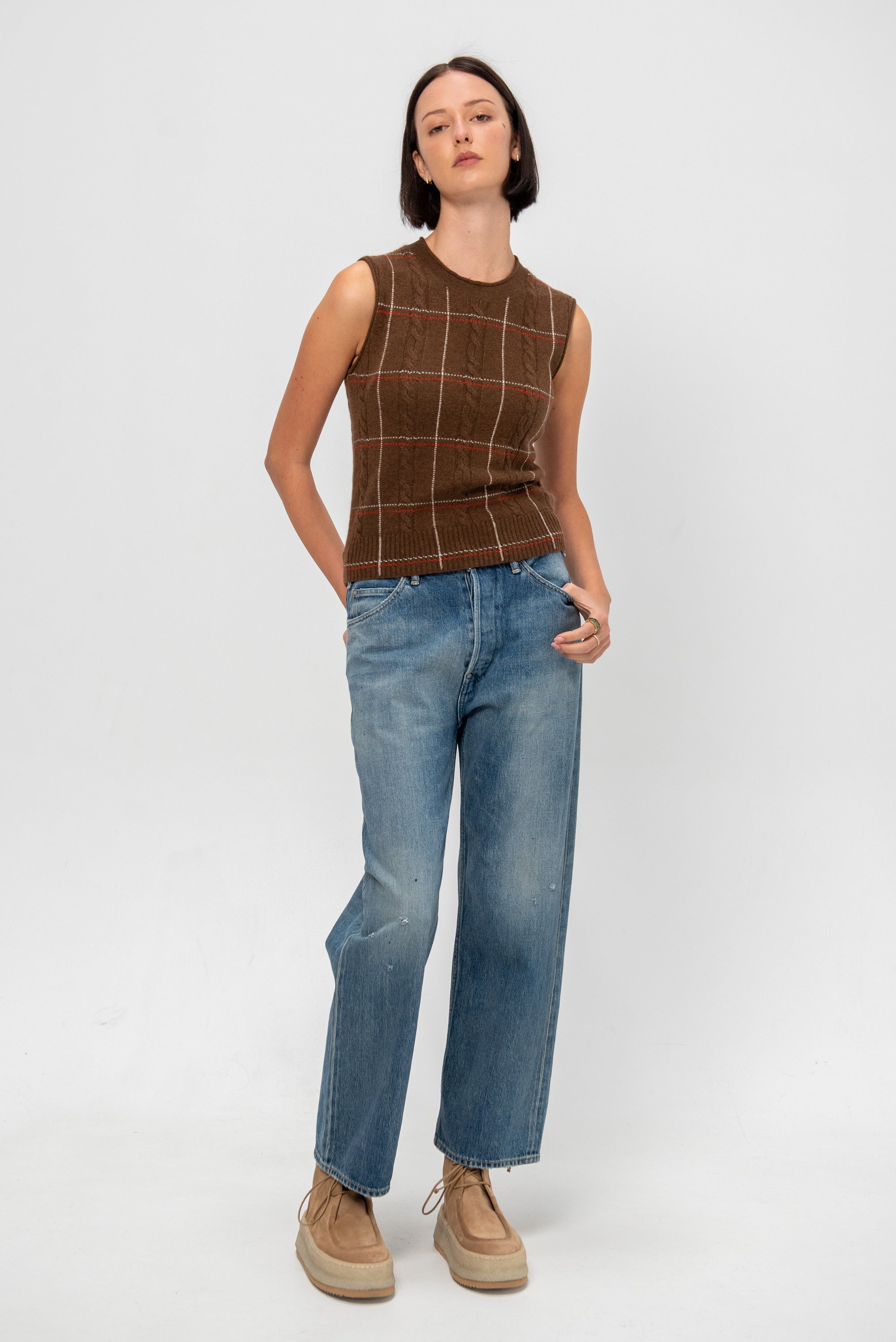 Check Vest, Chestnut Combo