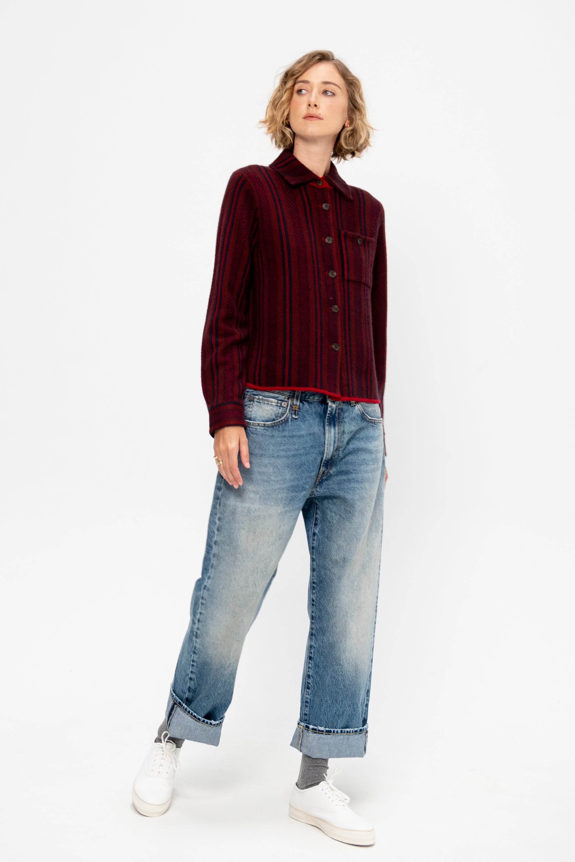 Dylan Stripe Shirt, Ruby Combo
