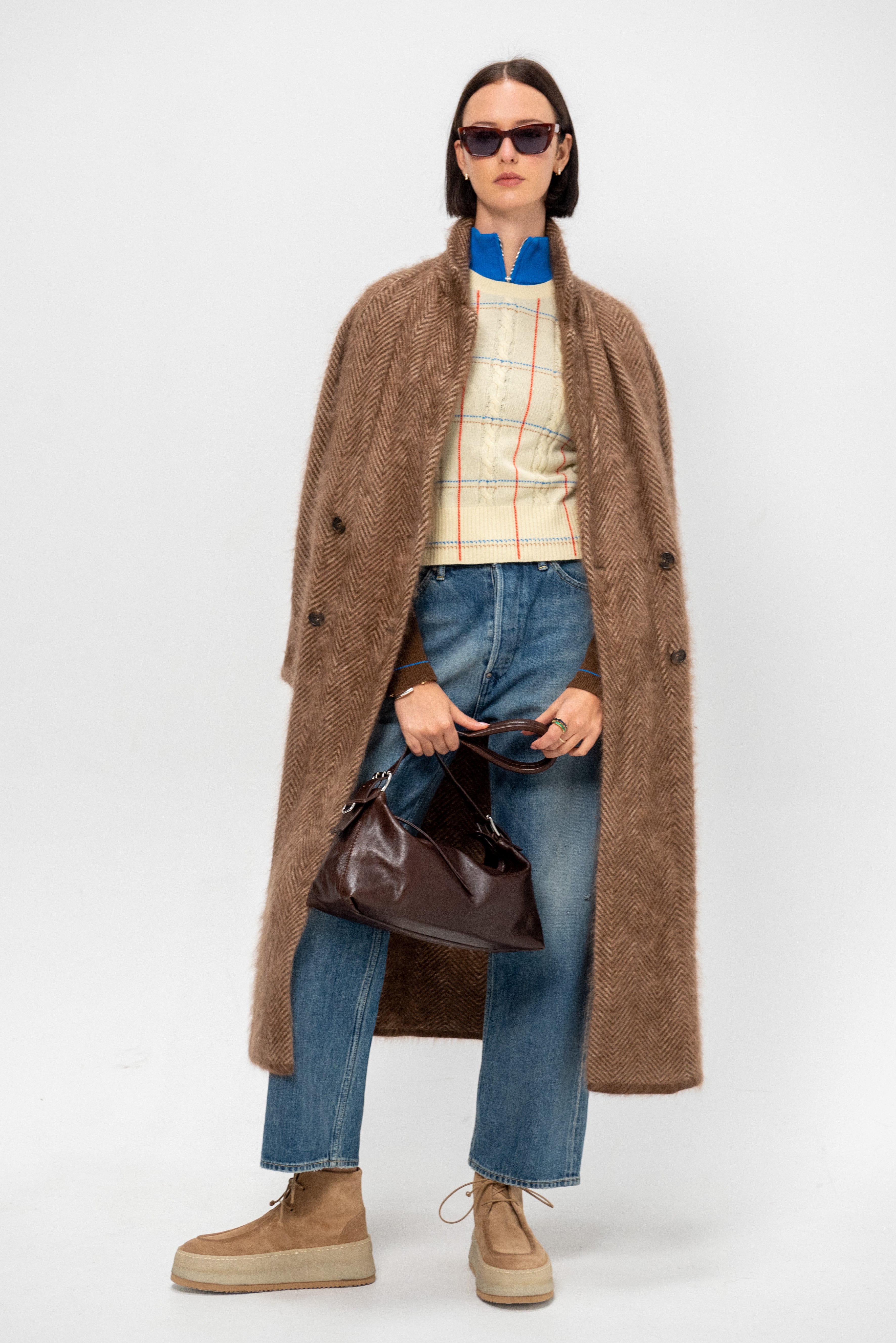 シャレット Guest in Residence Alpine Half Zip, Chestnut & Twilight – Kick Pleat