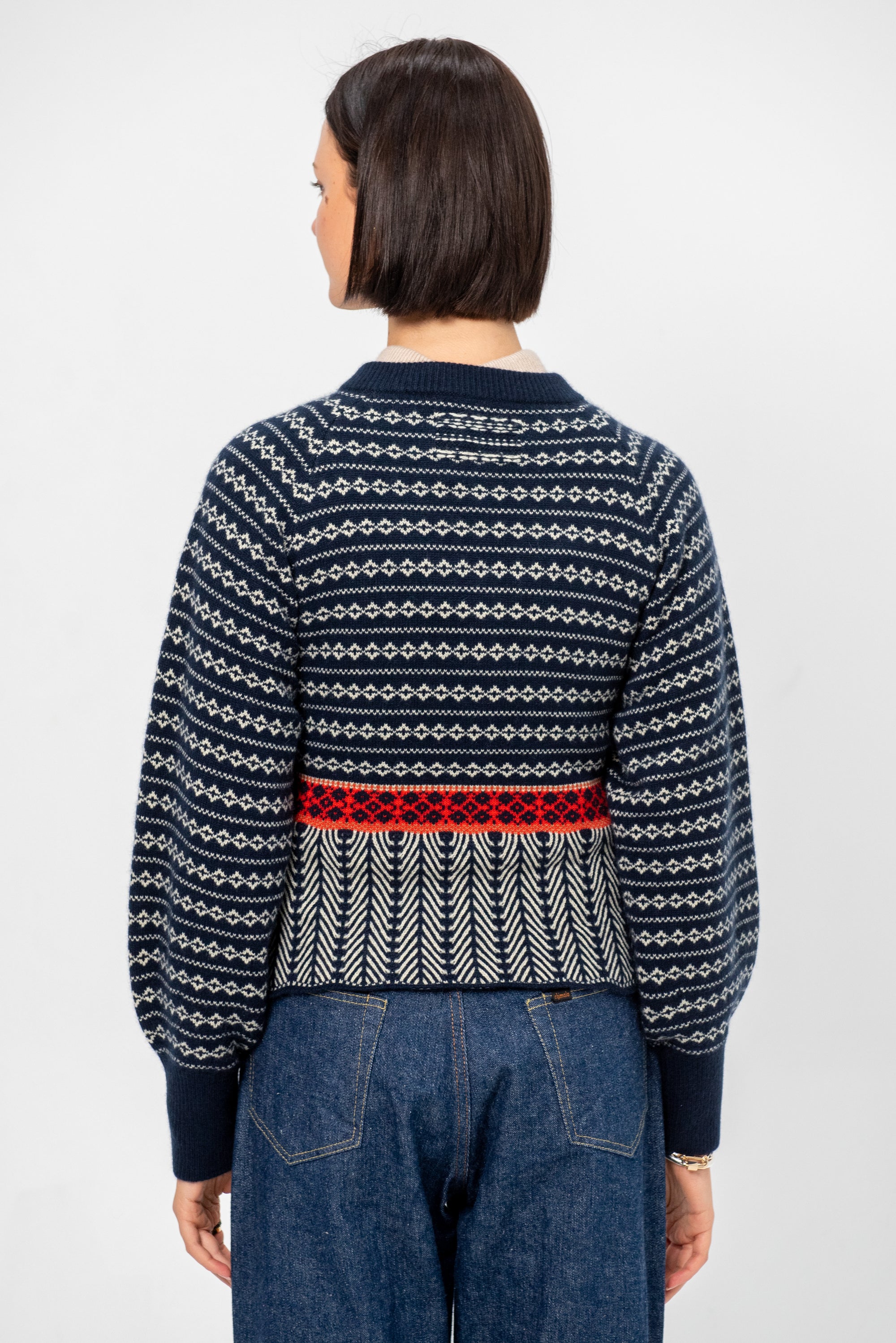 Fairisle Sculpted Cardigan, Midnight Combo