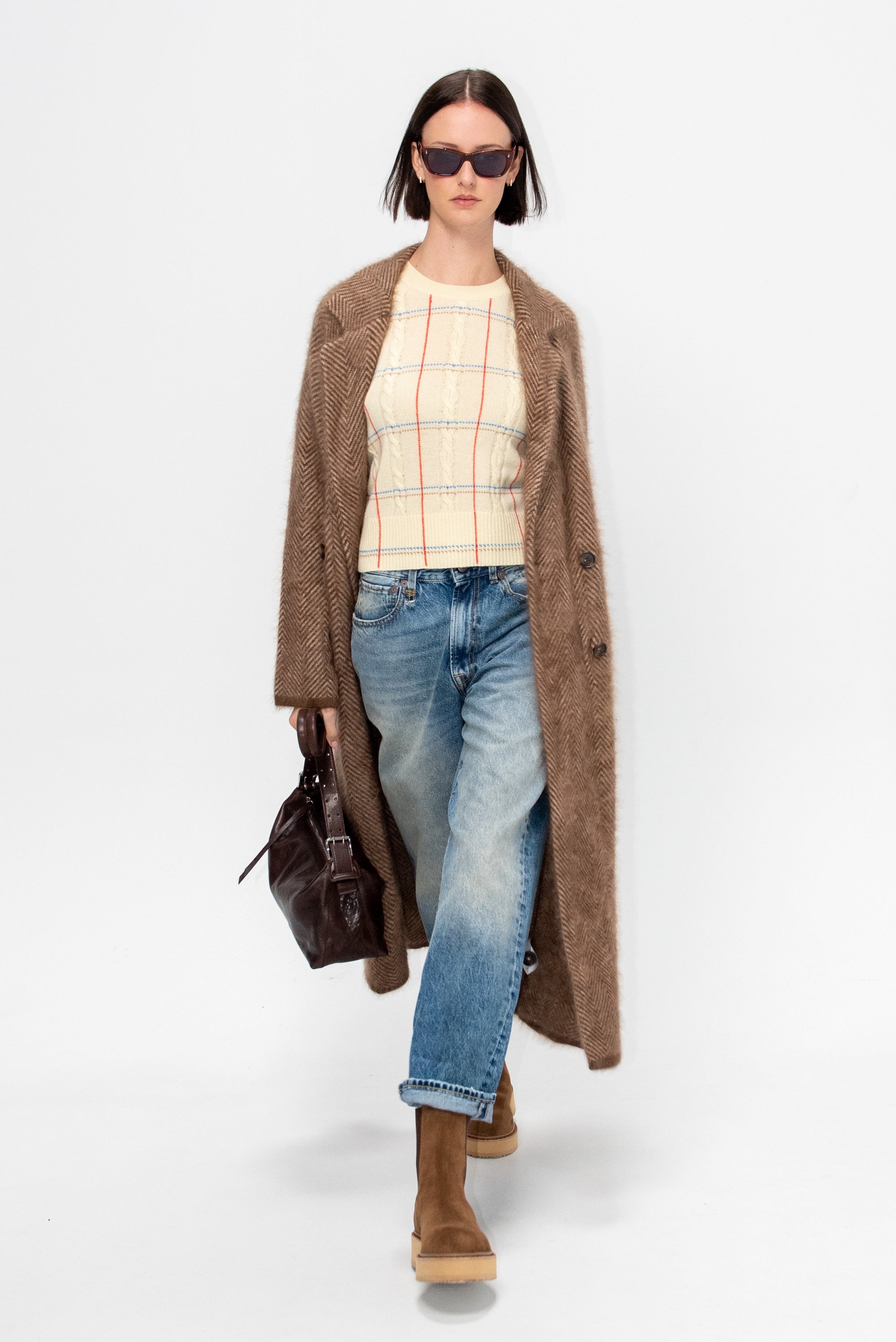 Grizzly Double Breasted Coat, Chestnut &amp; Taupe