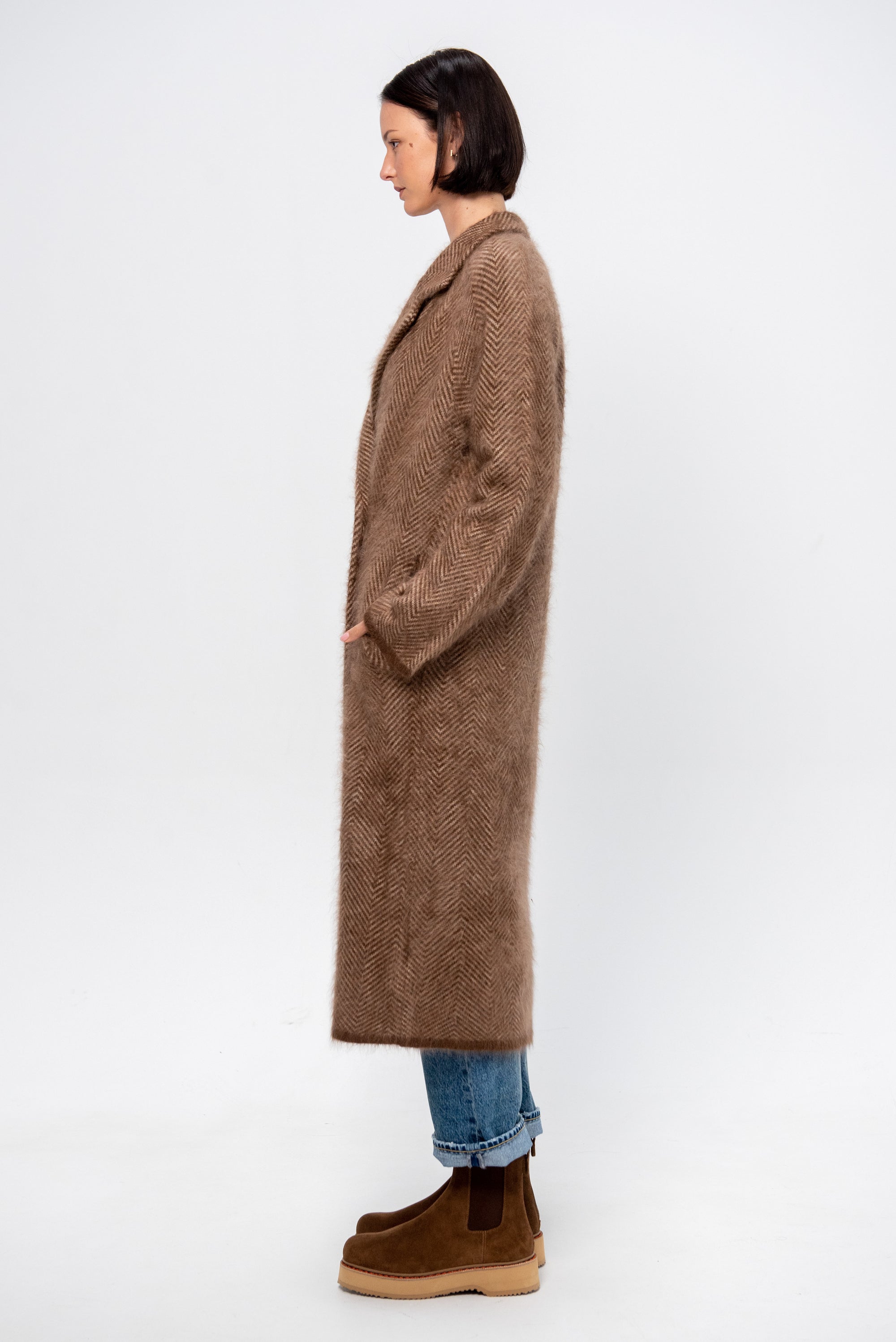 Grizzly Double Breasted Coat, Chestnut &amp; Taupe