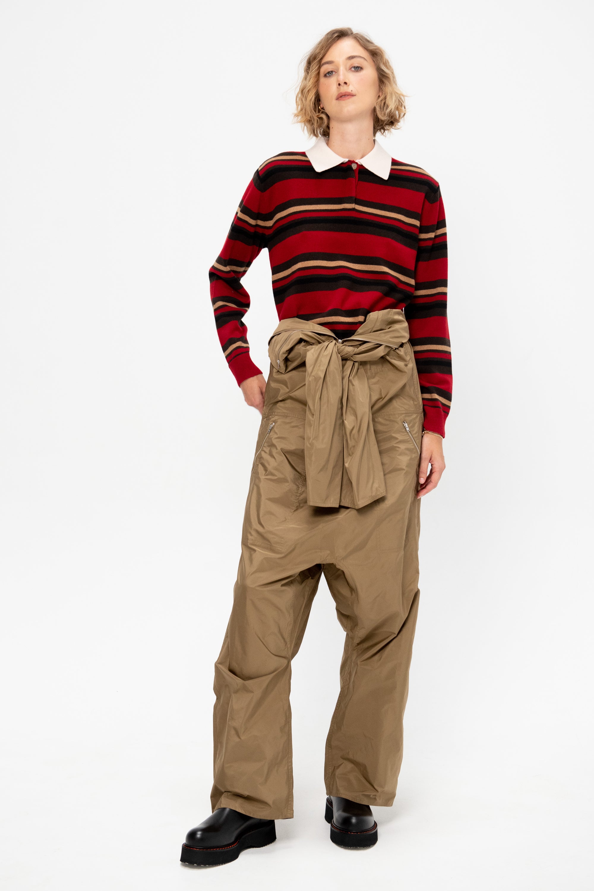 Cropped Stripe Rugby, Ruby Combo