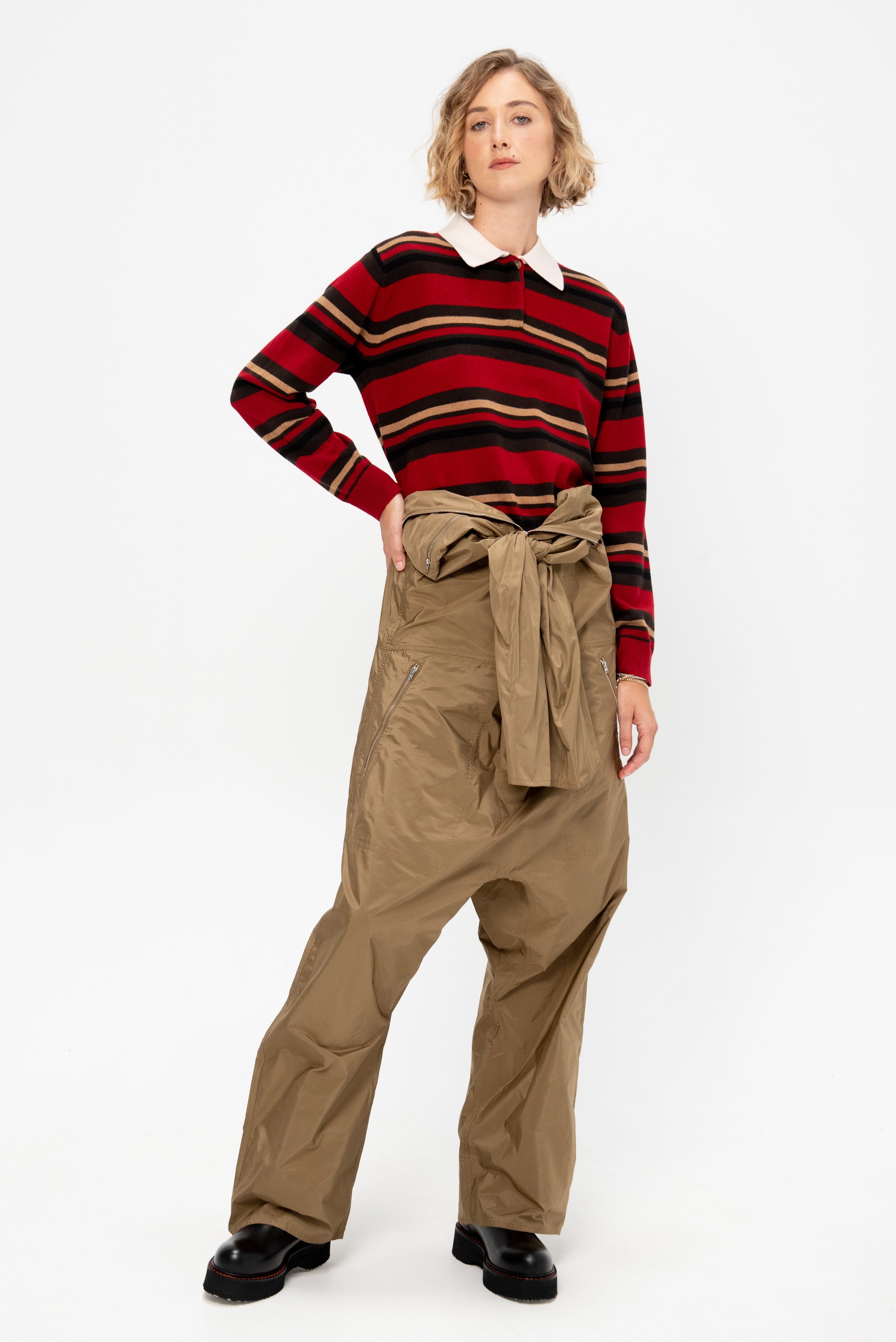Cropped Stripe Rugby, Ruby Combo
