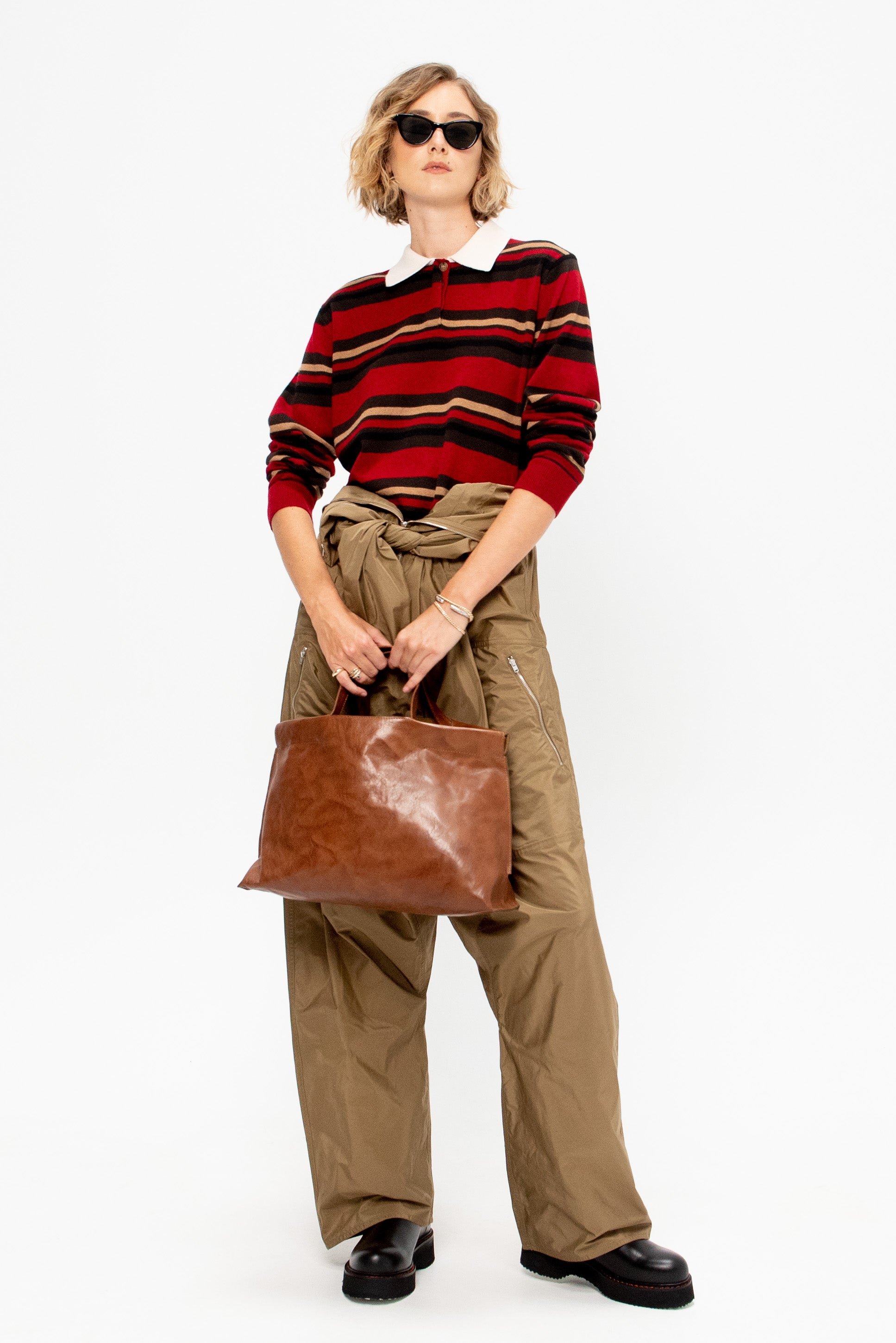 Cropped Stripe Rugby, Ruby Combo