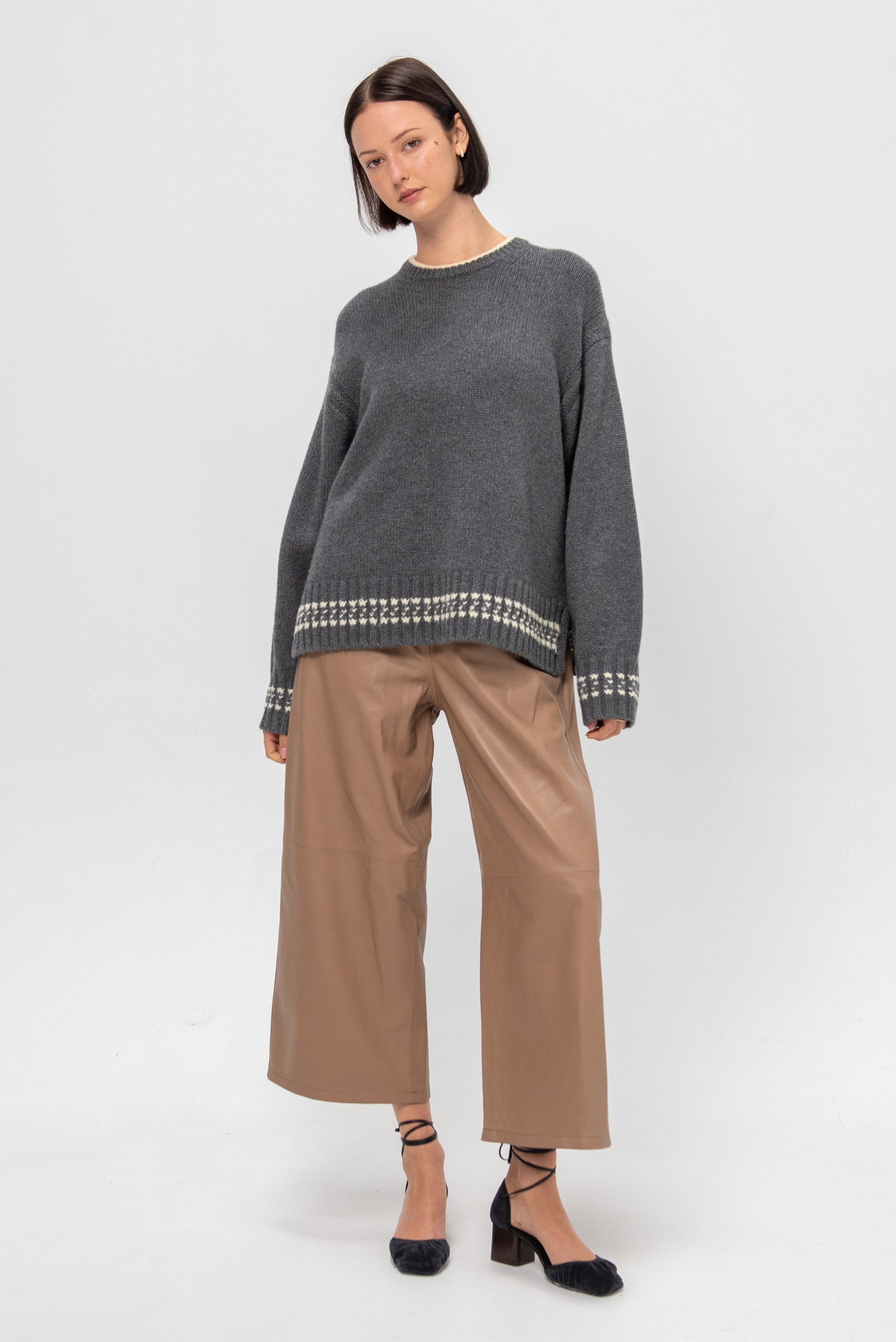 Tipped Cozy Crew, Charcoal &amp; Mist