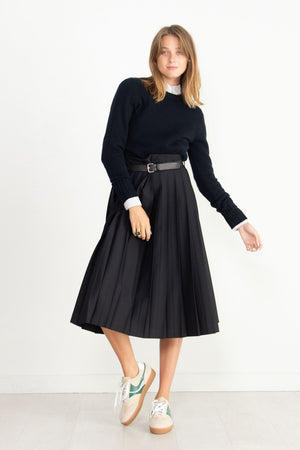 Hache - Friday Pleated Skirt, Navy