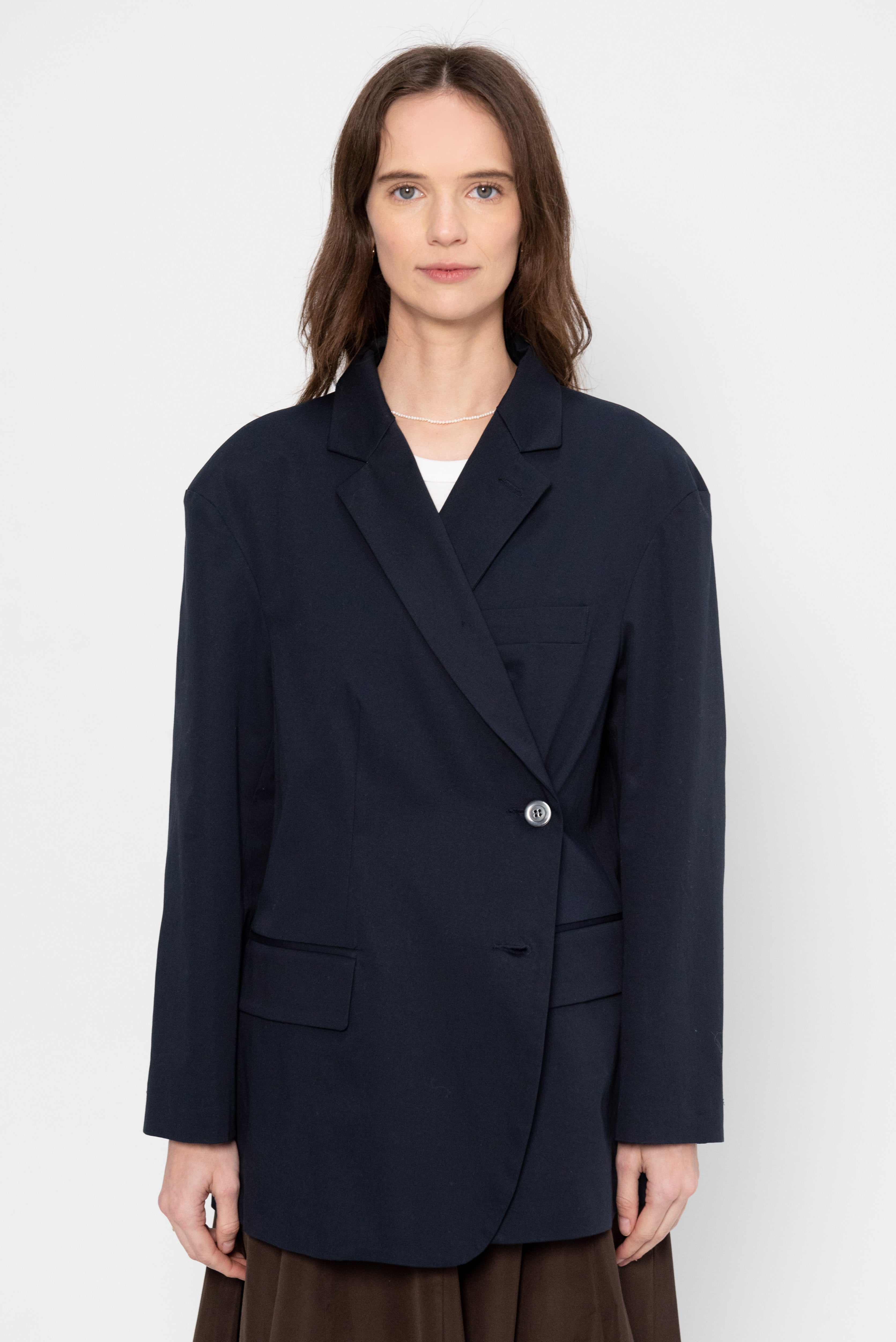 Hache Over Blazer, Navy – Kick Pleat