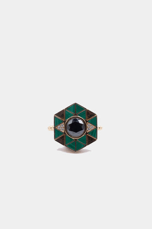 HARWELL GODFREY - Evil Eye Inlay Ring, Malachite & Diamond
