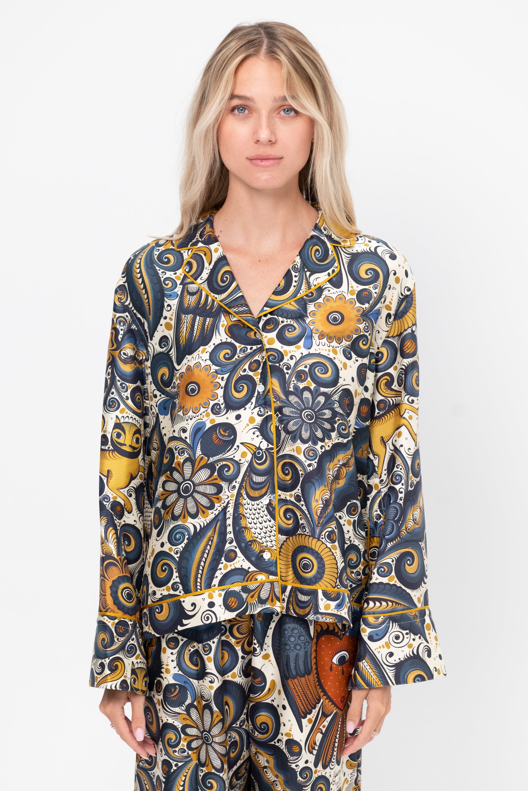 Álvarez Nogal Shirt, Blue &amp; Ochre Multi