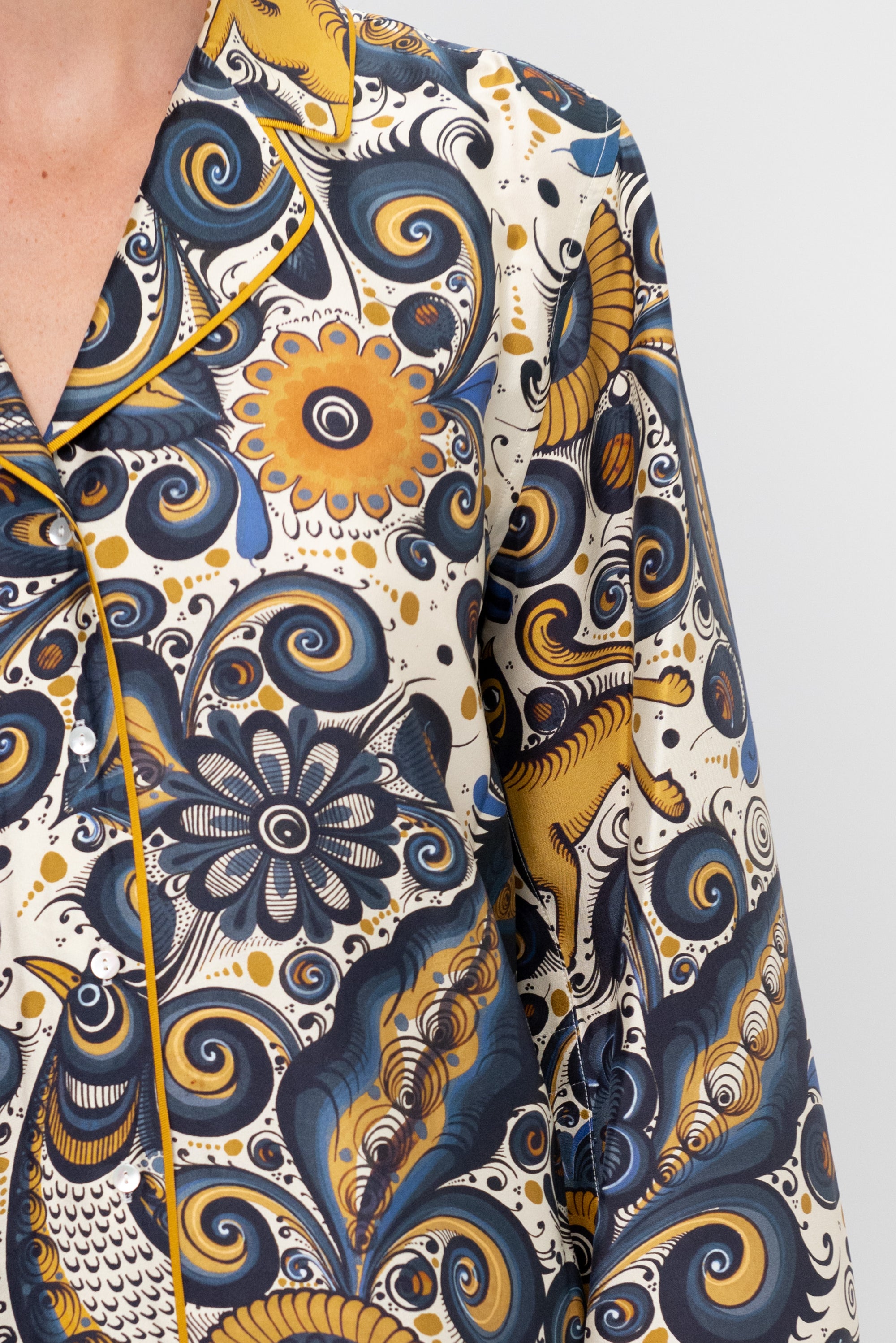Álvarez Nogal Shirt, Blue &amp; Ochre Multi