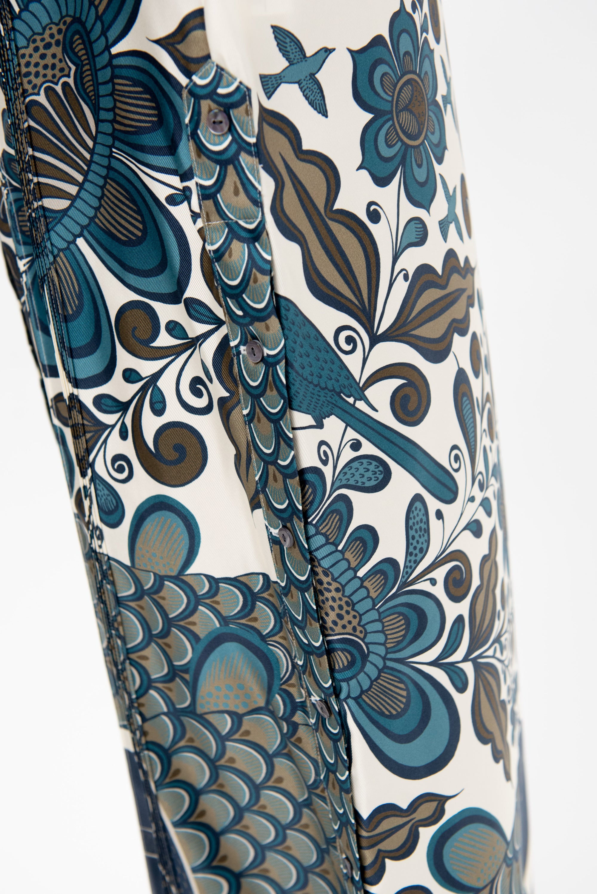 Angel Santos Dress, Ivory &amp; Blue Green Multi
