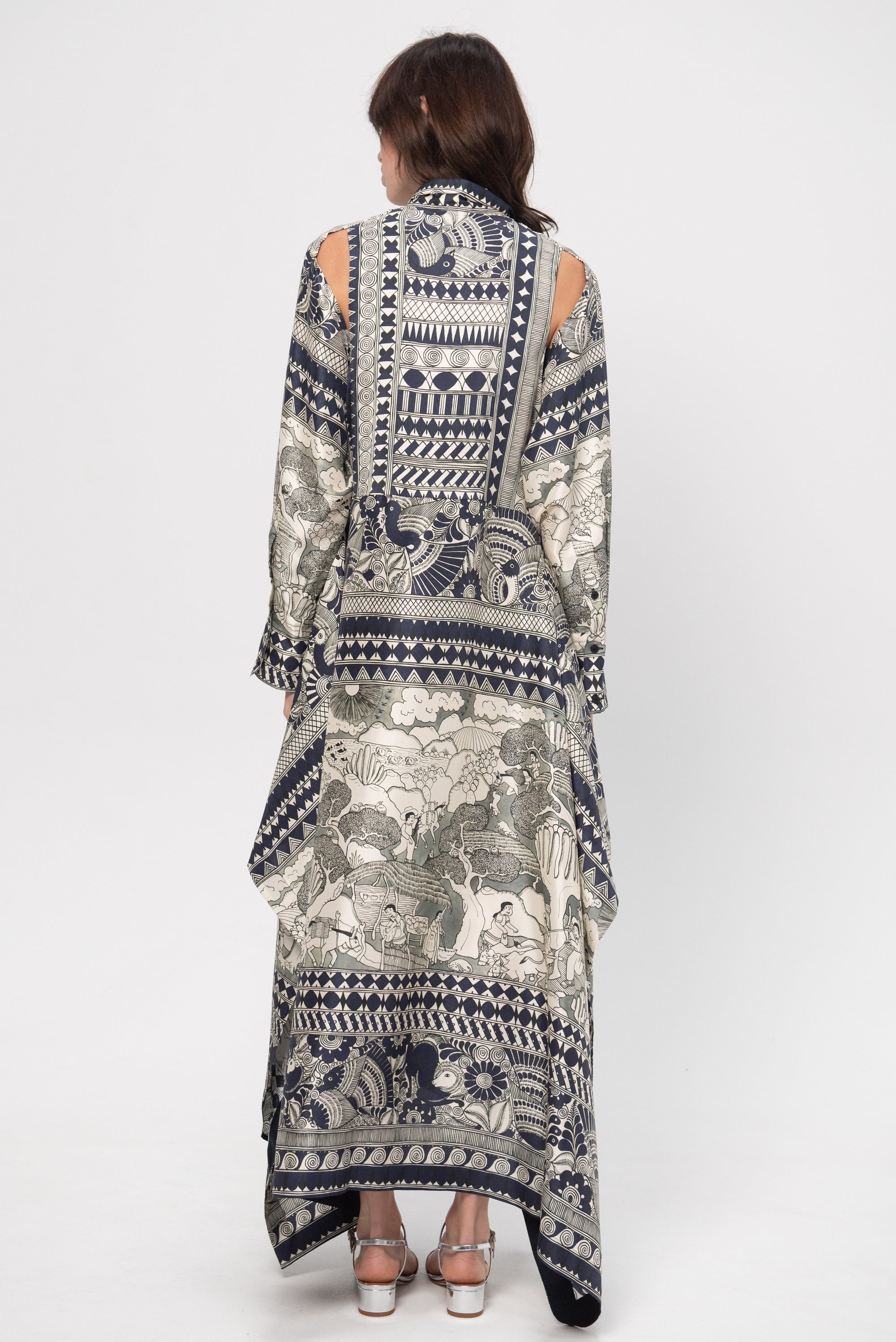 Camille Dress in Rcc Print, Navy &amp; Ivory