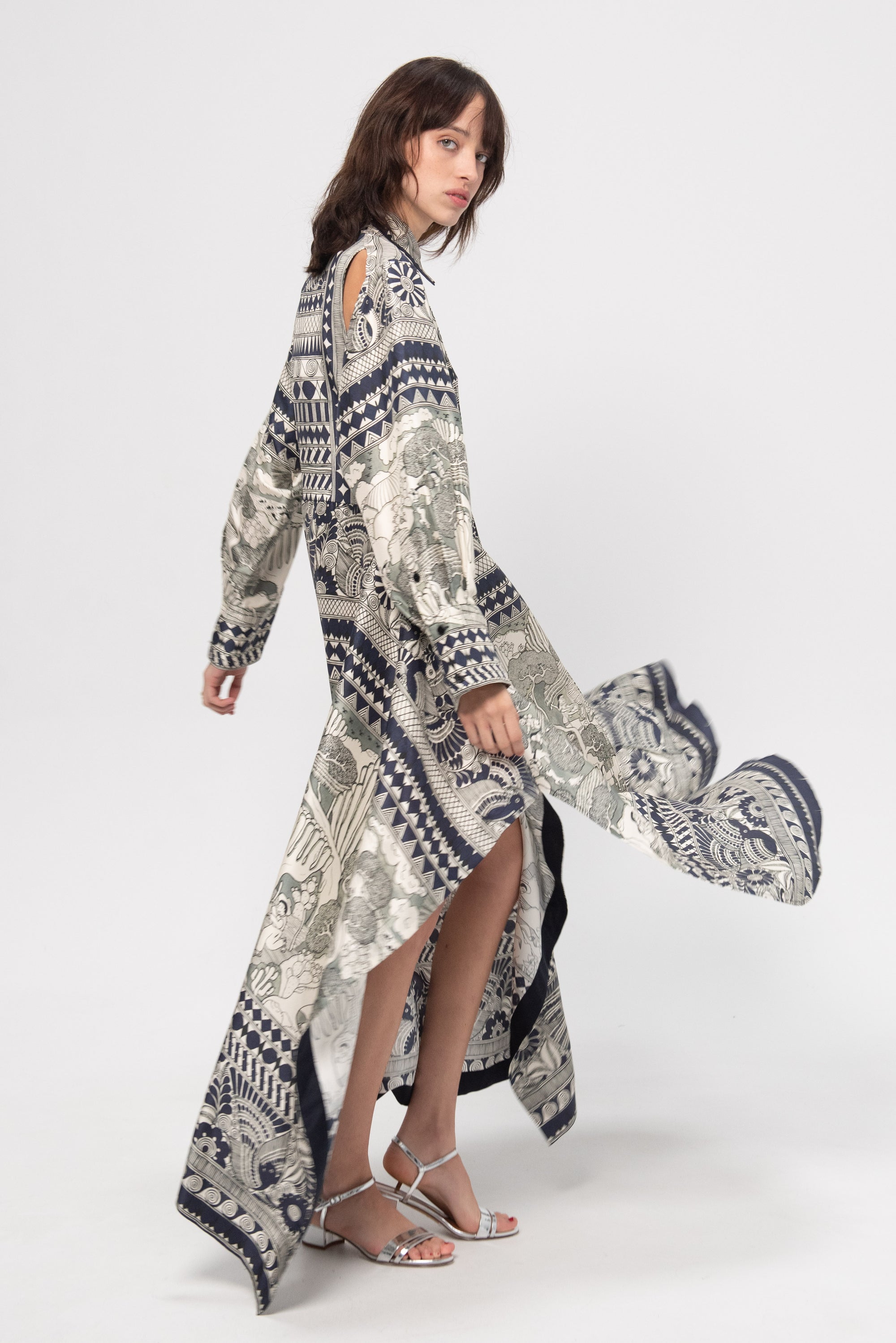 Camille Dress in Rcc Print, Navy &amp; Ivory