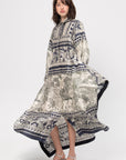 Camille Dress in Rcc Print, Navy & Ivory