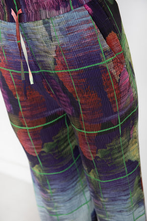 Henrik Vibskov - Naptune Plisse Pant, Blue White Flower Universe