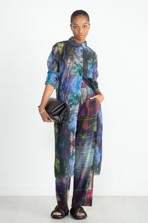 Henrik Vibskov - Naptune Plisse Pant, Blue White Flower Universe