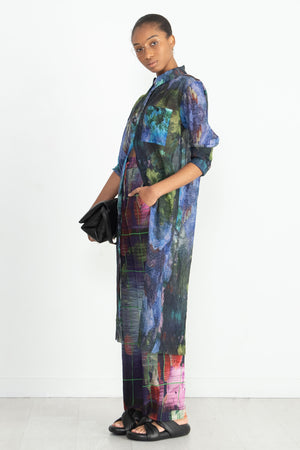 Henrik Vibskov - Naptune Plisse Pant, Blue White Flower Universe