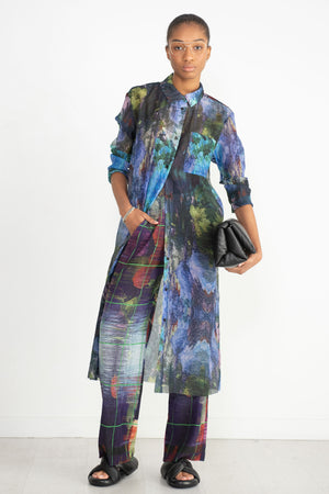 Henrik Vibskov - Naptune Plisse Pant, Blue White Flower Universe