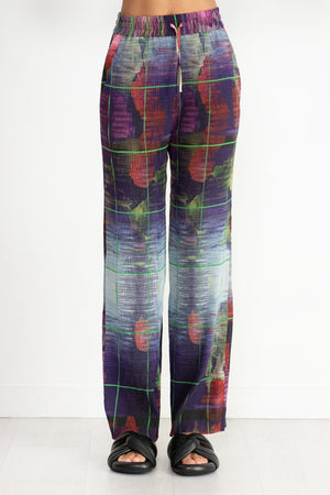 Henrik Vibskov - Naptune Plisse Pant, Blue White Flower Universe
