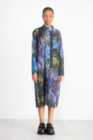 Henrik Vibskov - Chaos Pleat Shirt Dress, Kaleidoscope Blue