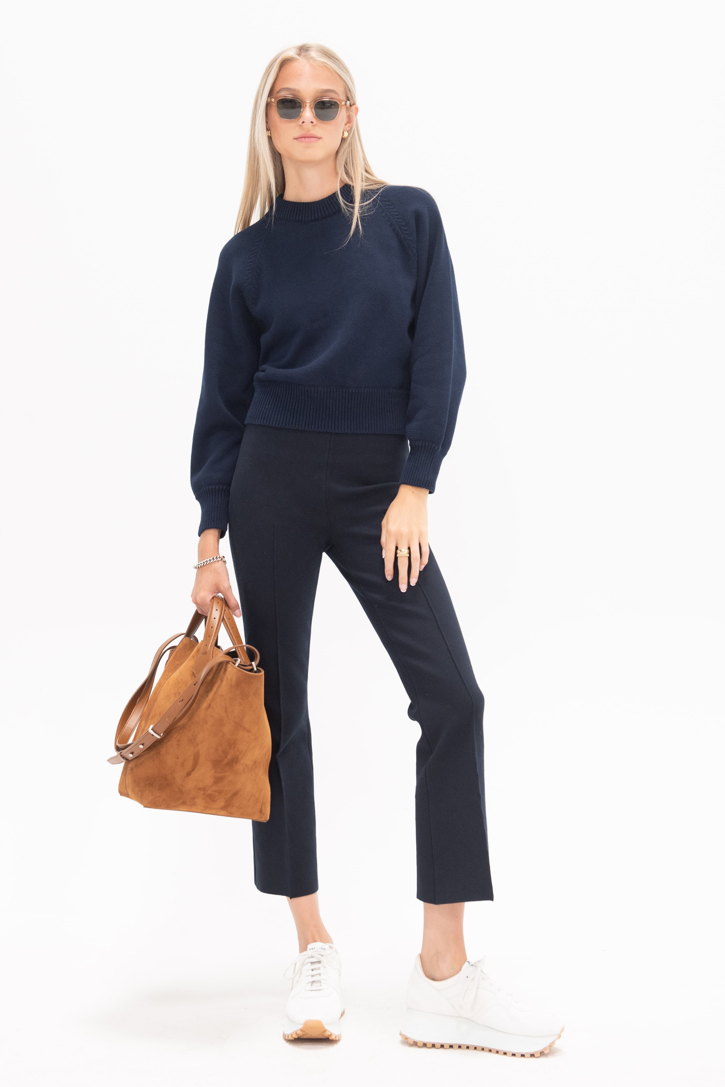 【rui】null パイルワンショルダートップス　Navy Nador | Deep Navy Roll Neck Wool Knit
