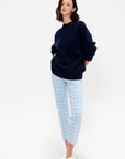 Two Tone Windowpane Louis Pant, Blue Combo