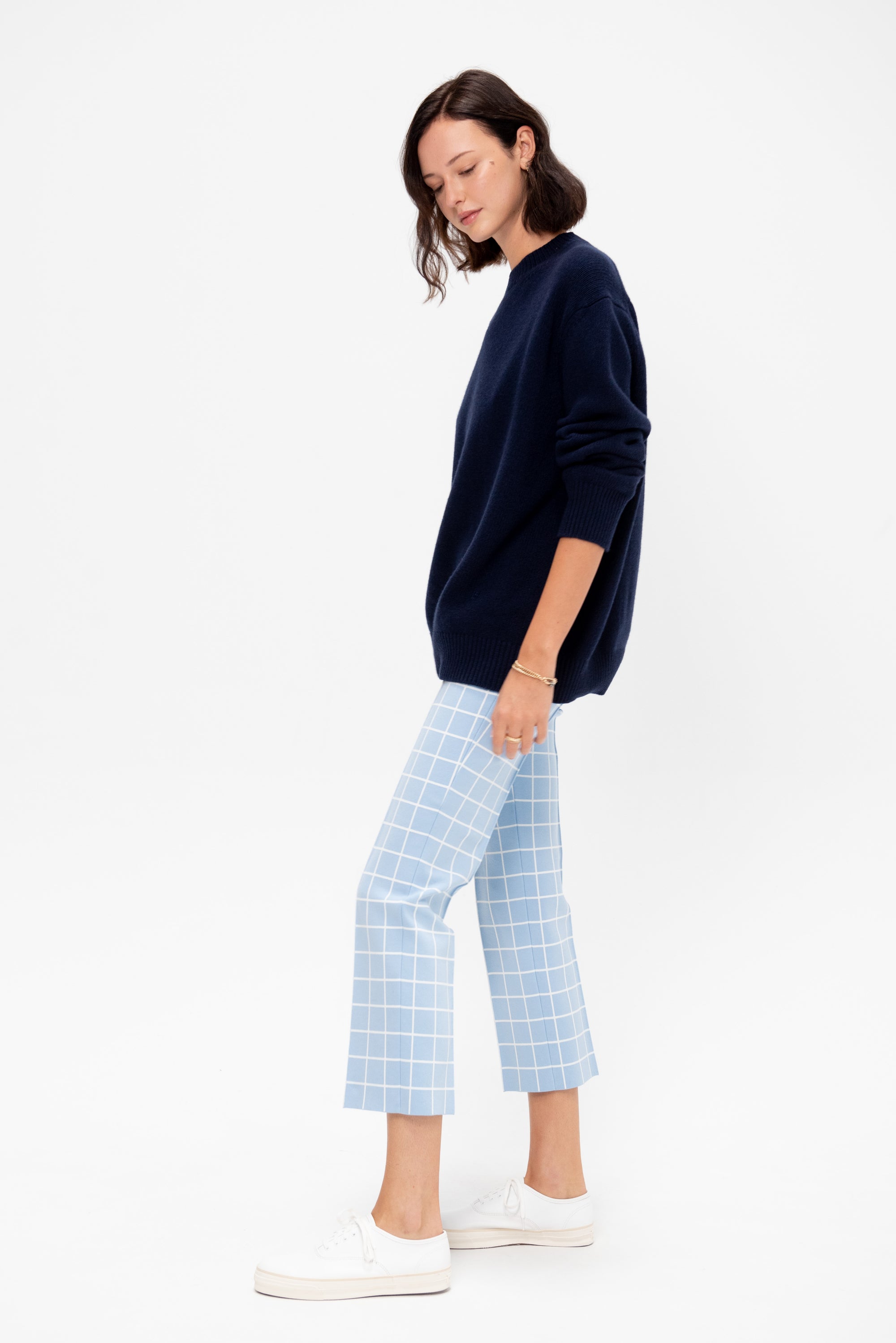 Two Tone Windowpane Louis Pant, Blue Combo