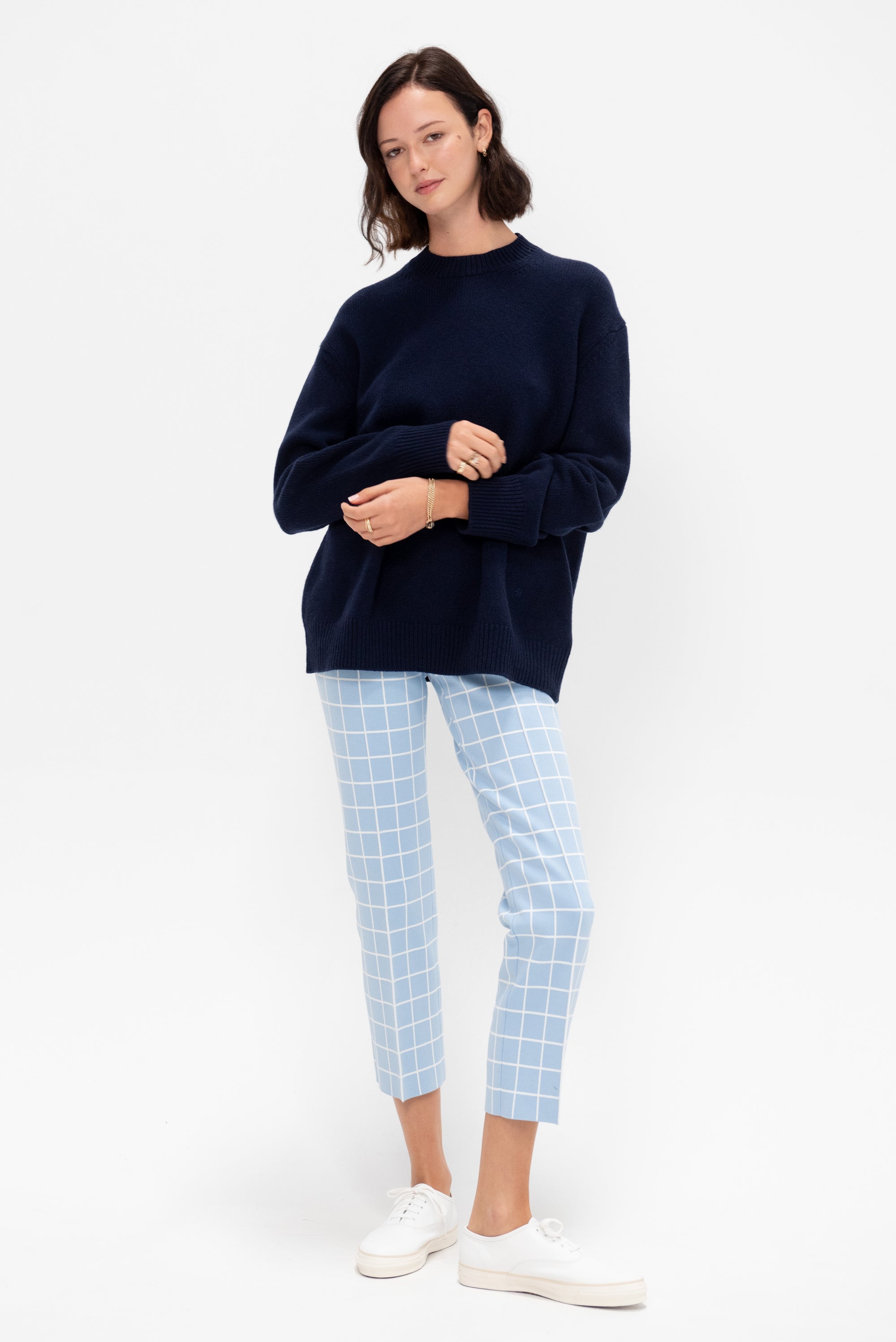 Two Tone Windowpane Louis Pant, Blue Combo