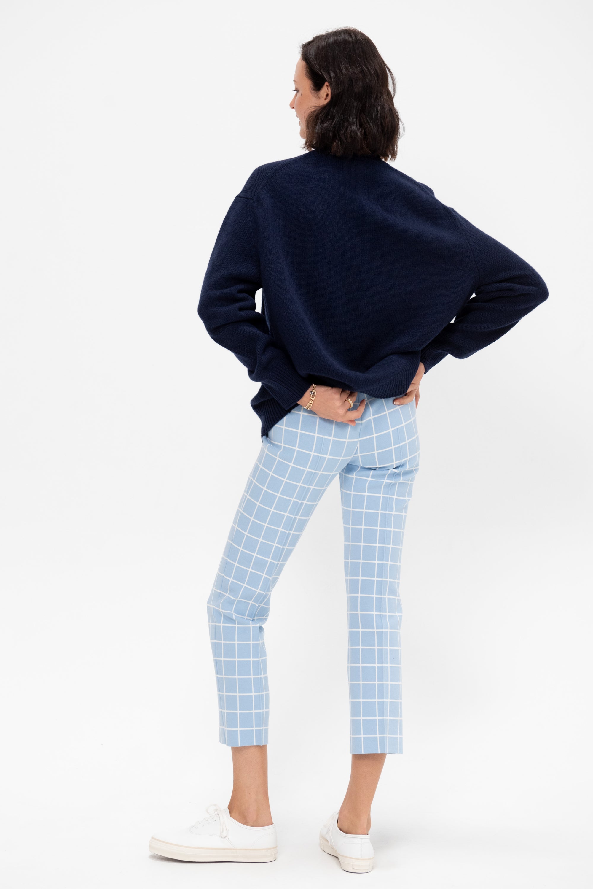 Two Tone Windowpane Louis Pant, Blue Combo