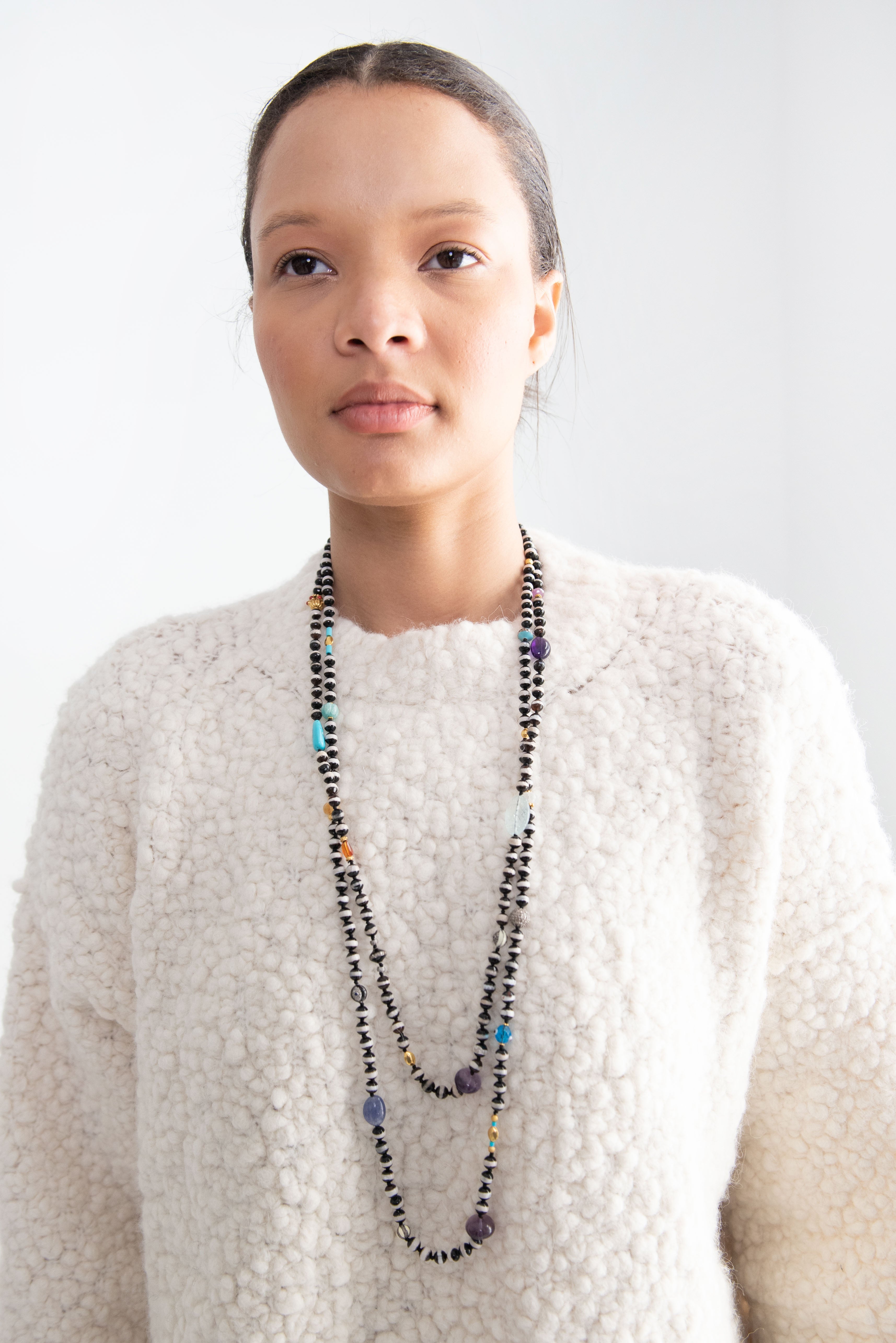 Ileana Makri Beaded Necklace, Black Agate – Kick Pleat