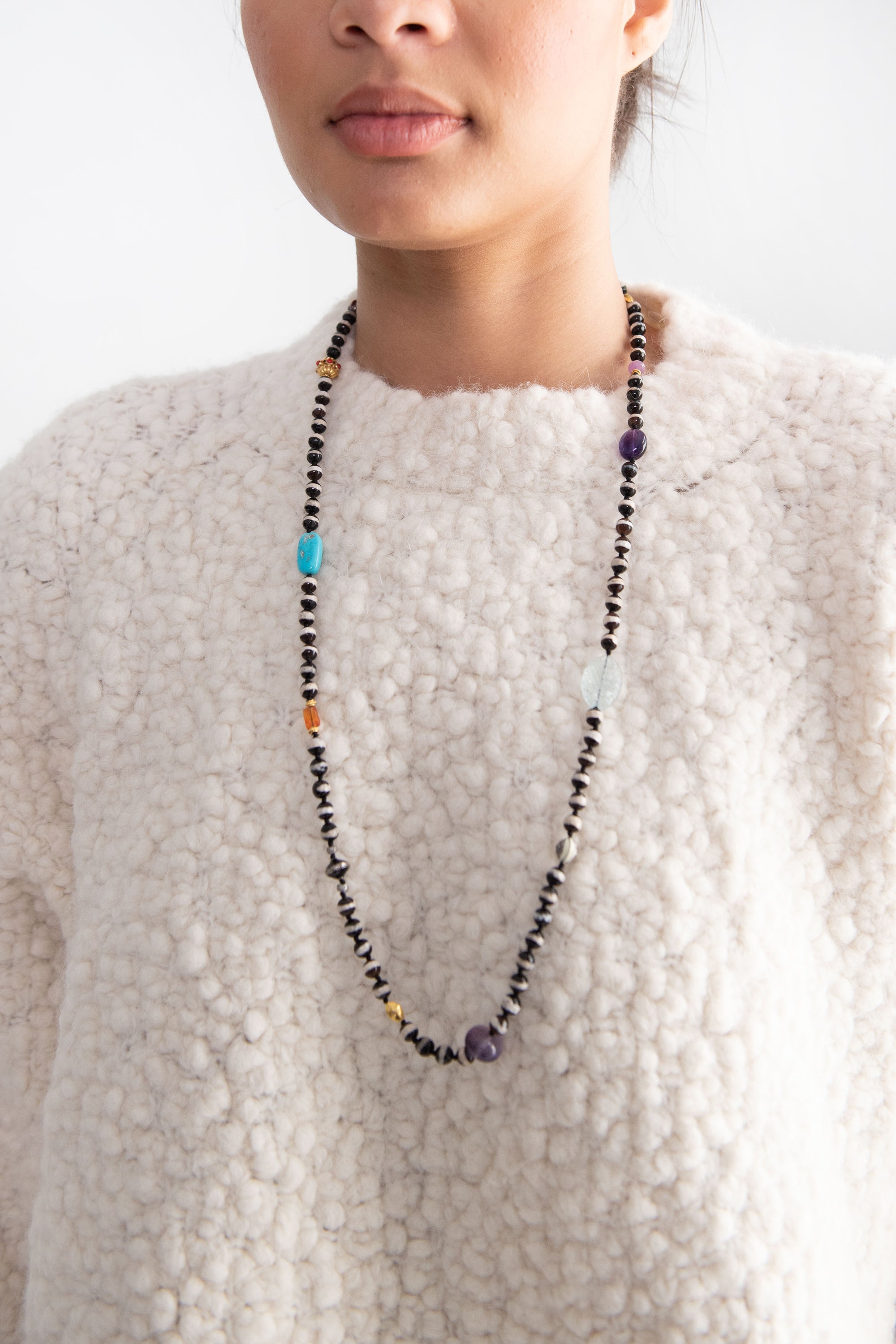 Ileana Makri Beaded Necklace, Black Agate – Kick Pleat