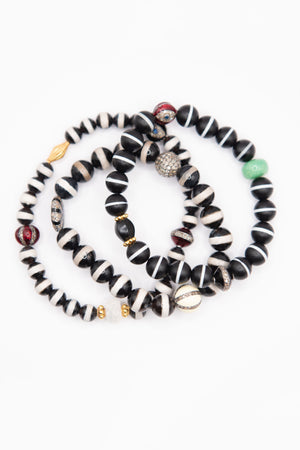 ILEANA MAKRI - Stripe Beaded Bracelet, Black Agate