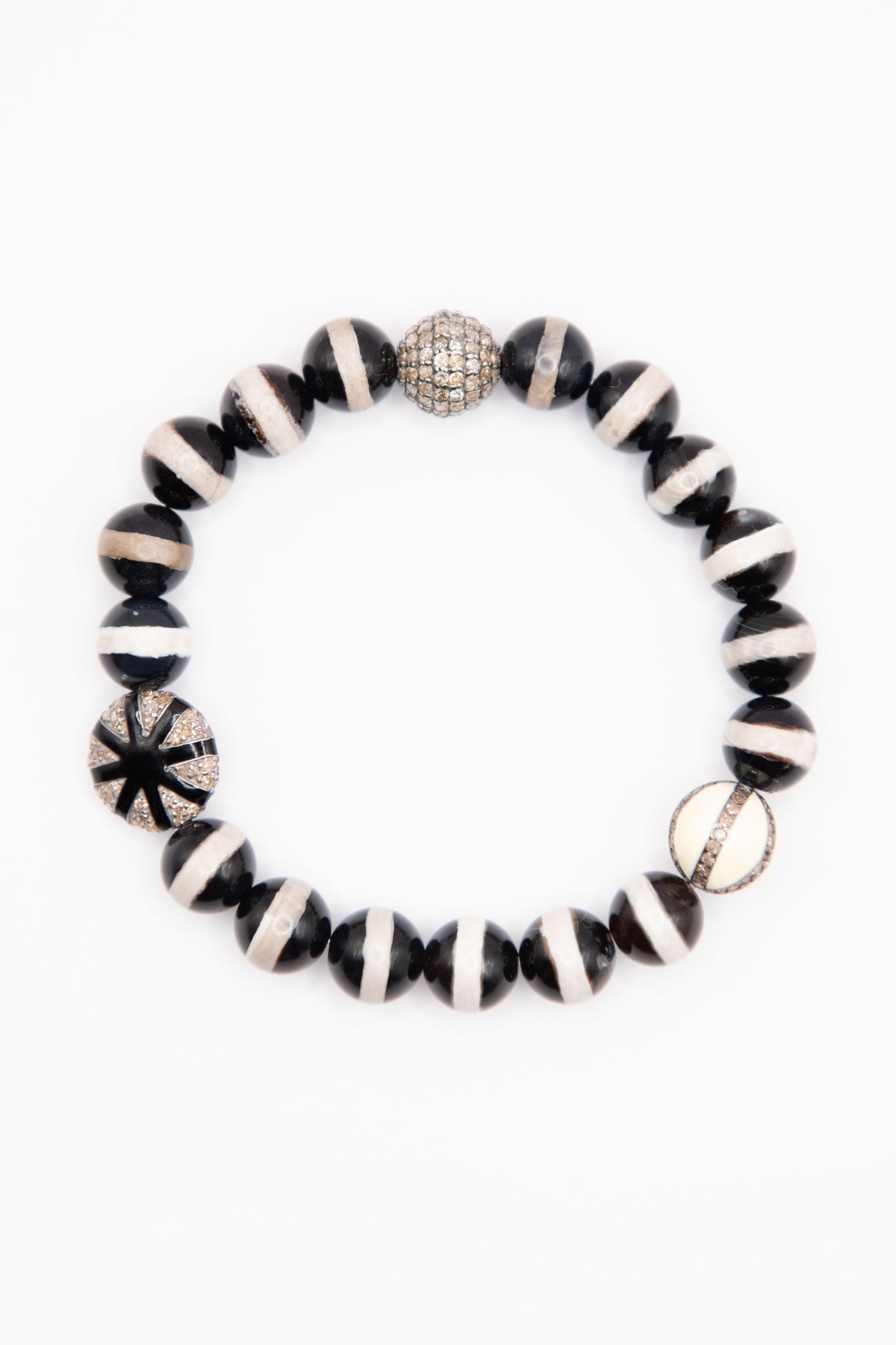 ILEANA MAKRI - Stripe Beaded Bracelet, Black Agate