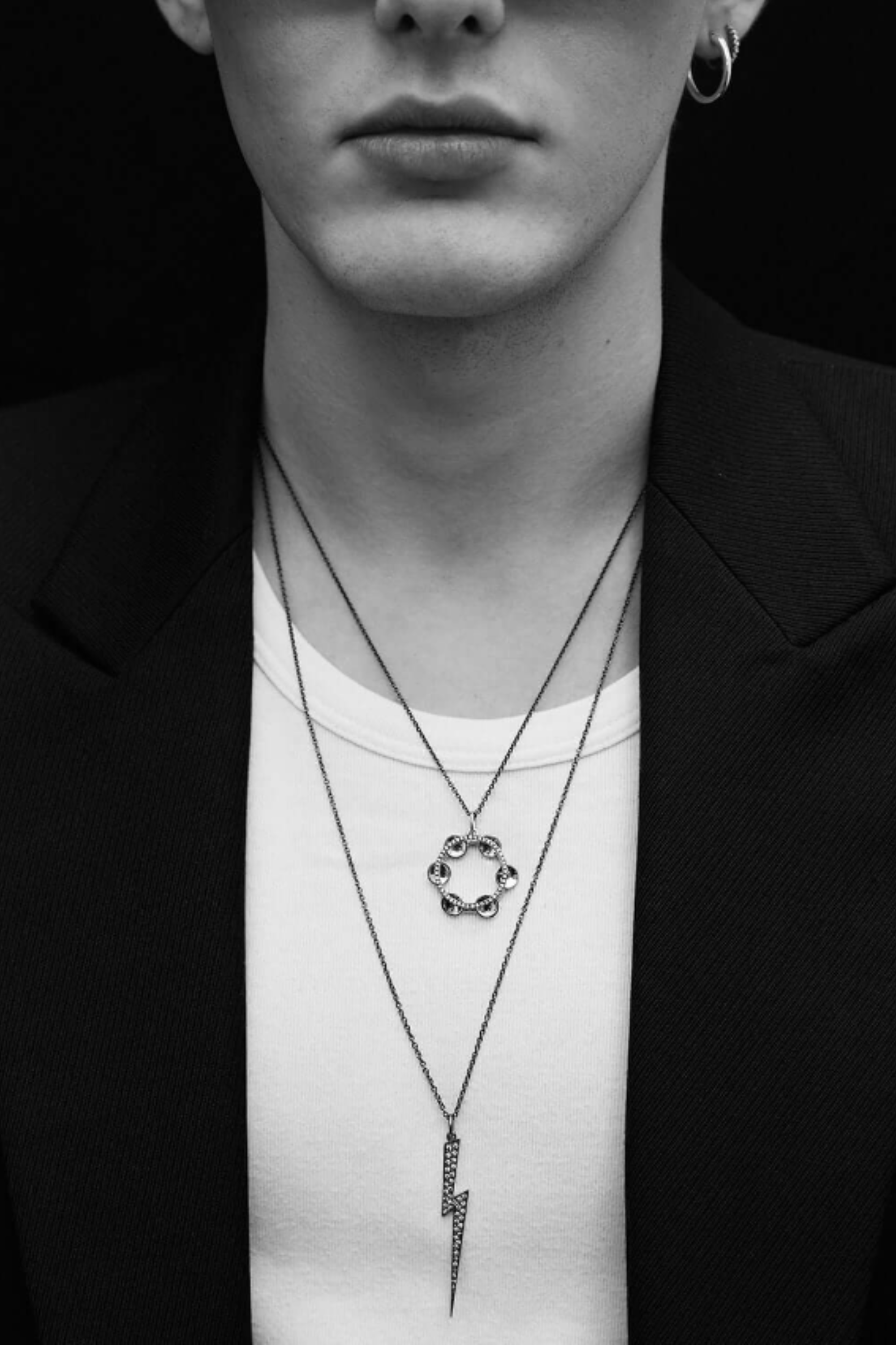 Thunder Pendant Necklace, White Gold