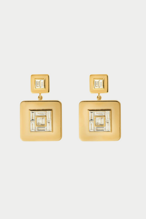 ILEANA MAKRI - Baguette Tile Earring, Yellow Gold