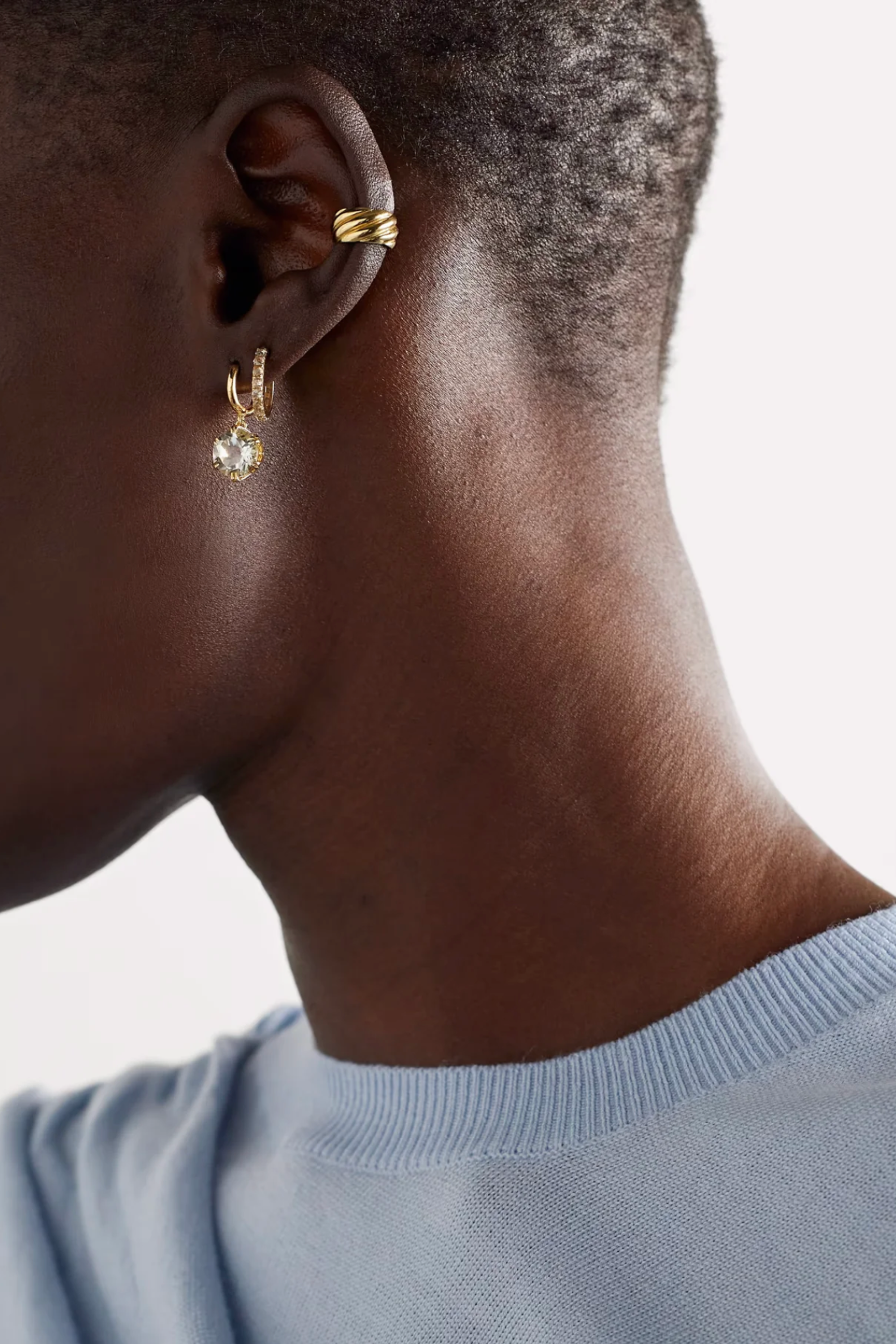 ILEANA MAKRI - Crown Midi Hoops, White Topaz