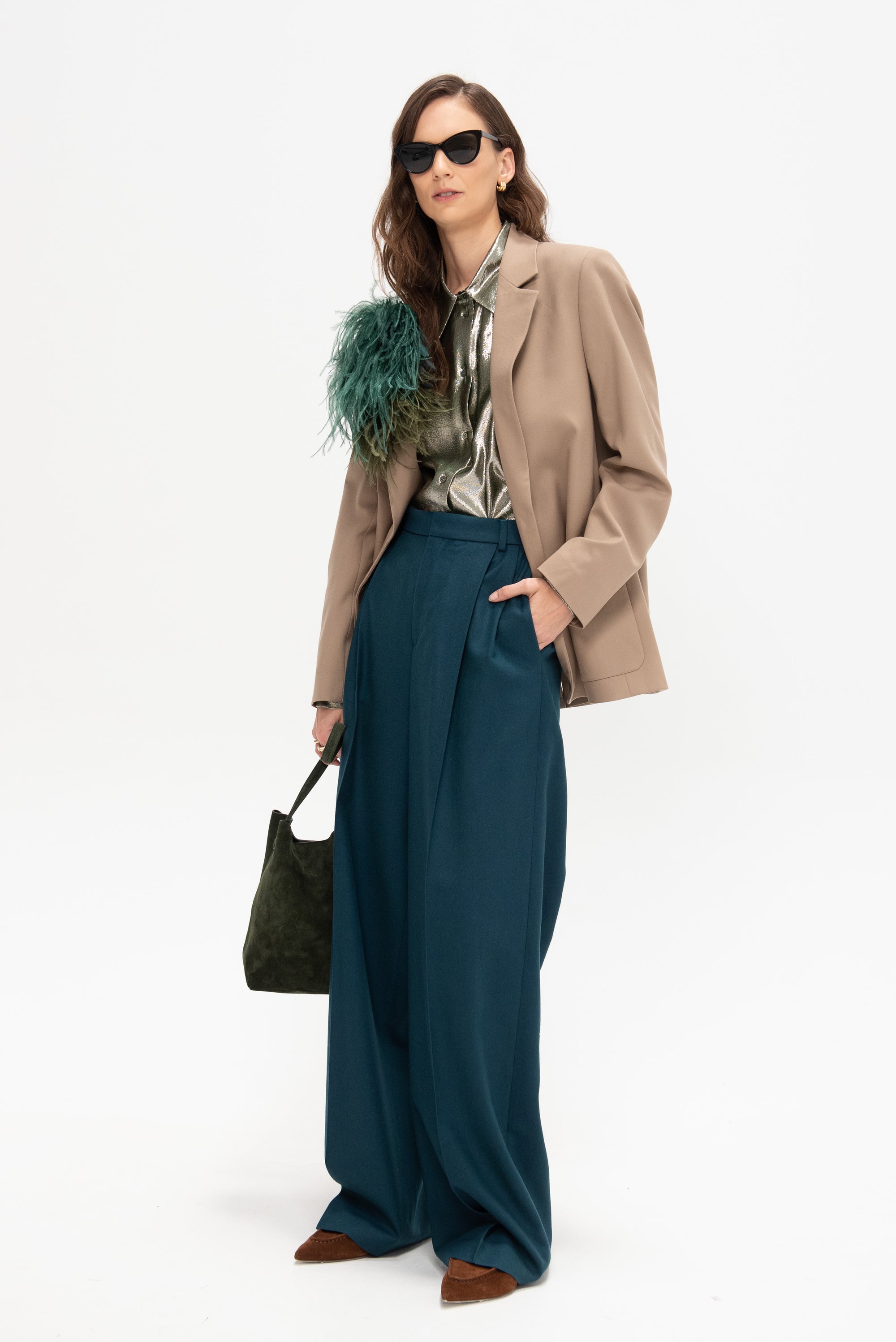 Meuse - Silk and Lurex Shirt, Silver Green