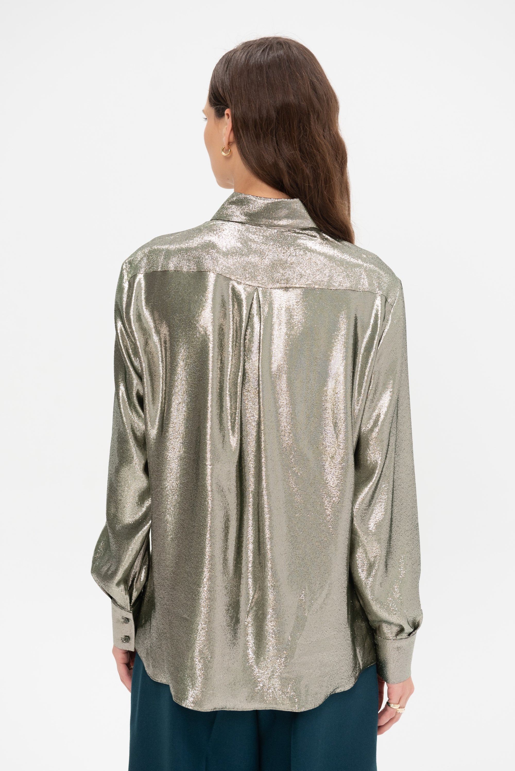 Meuse - Silk and Lurex Shirt, Silver Green