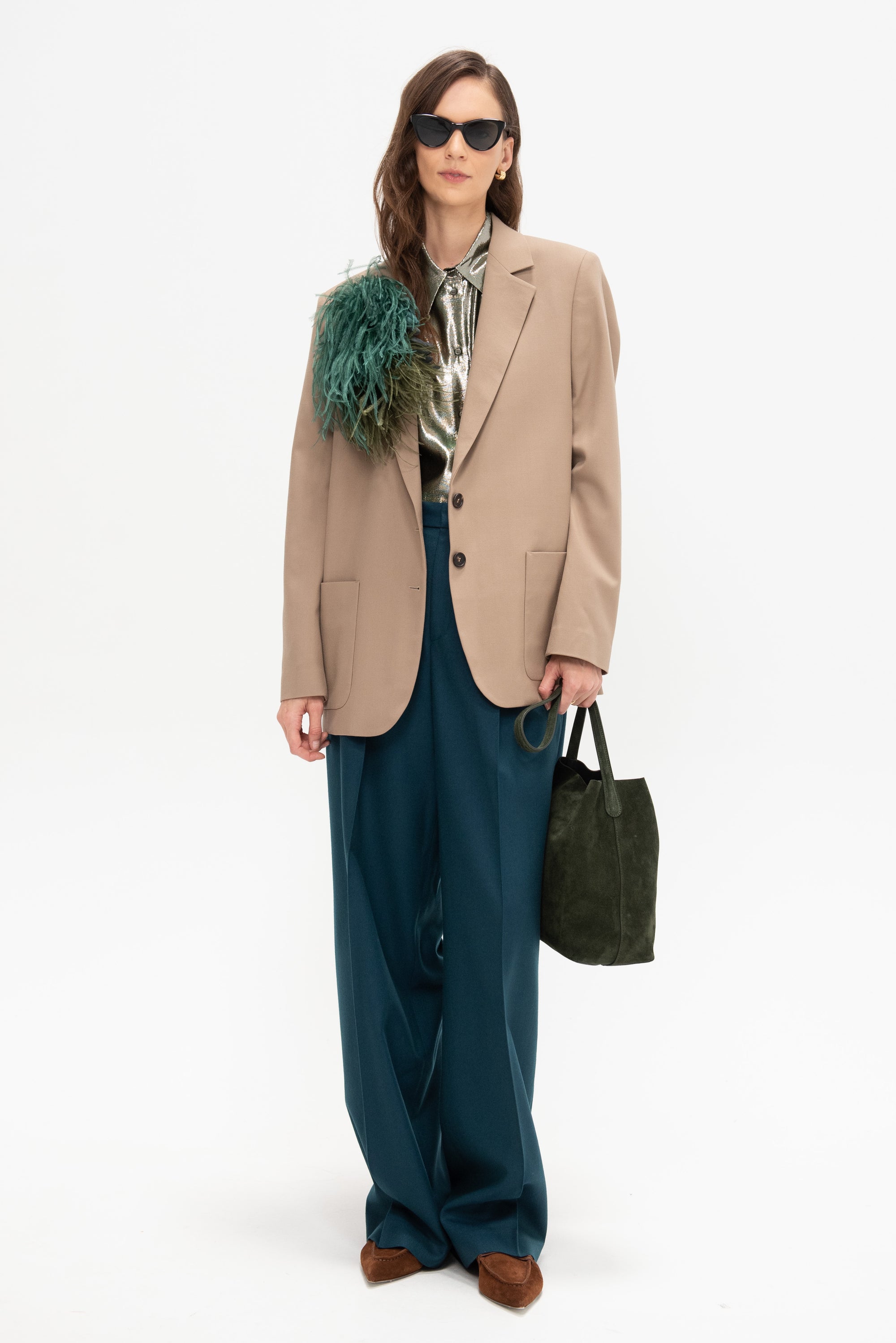 Meuse - Silk and Lurex Shirt, Silver Green