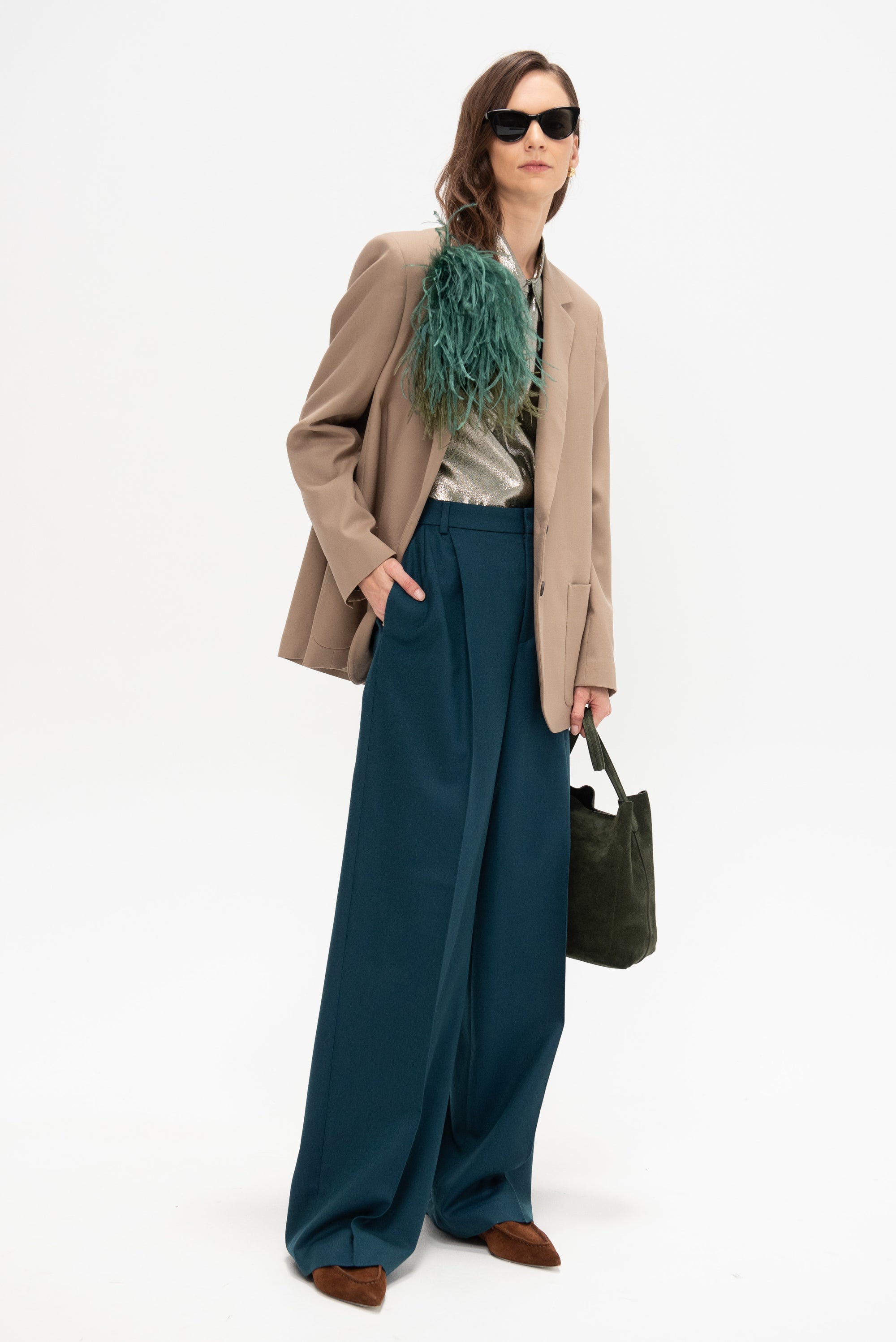 Meuse - Silk and Lurex Shirt, Silver Green